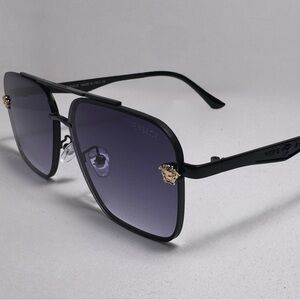 Versace Black Sunglasses with Silver Accents
